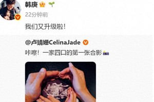韩庚卢靖姗官宣二胎喜讯，一家四口幸福升级